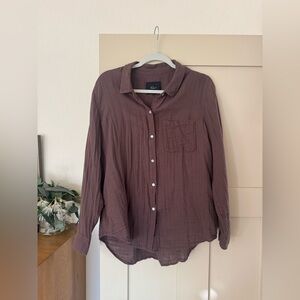 Rails L Gauze Organic Cotton Gauze Brown Long Sleeve Button Up